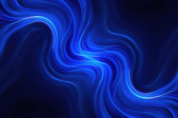 Fototapeta premium Abstract blue swirling energy flow glowing light waves on dark deep background