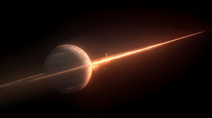 Spektakul&auml;re Weltraumszene mit Planet und kosmischem Lichtstrahl
