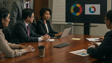 Diverse Business Professionals Collaborating in a Data-Driven Meeting