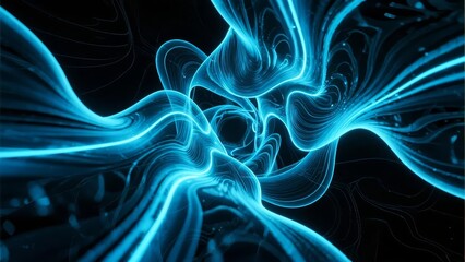 Fototapeta premium Dynamic Blue Energy Streams in a Dark Void