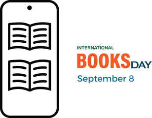 International Books Day Vector – Smartphone and Open Book Icons for Global Reading Awareness