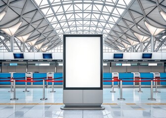 Digital advertising screen mockup in an airport terminal