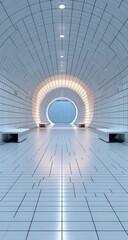 Fototapeta premium Futuristic Interior With Glowing Portal