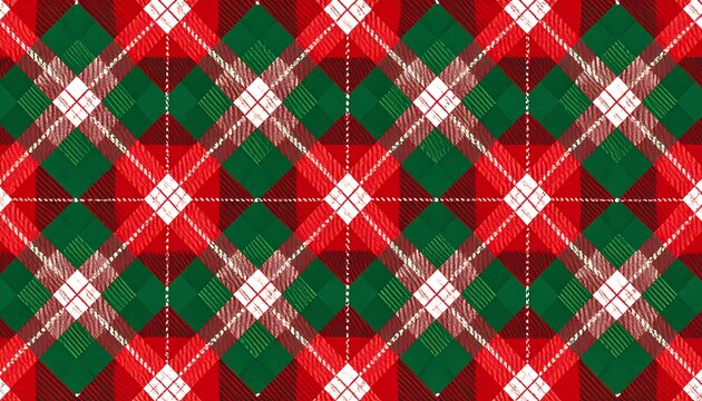 Red, green, and white plaid pattern