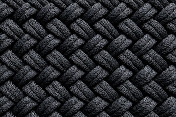 Black braided rope texture, abstract dark background pattern concept