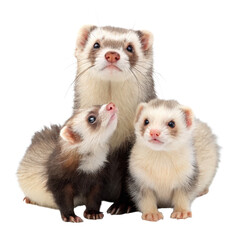 Obraz premium cute ferret family portrait illustration ferret family ferret portrait ferret cartoon ferret illustration ferret animals transparent background image