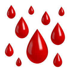 Blood drops. Isolated. 3d illustration.