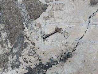 Construction site detail urban area image of concrete cracked surface aerial view infrastructure issues