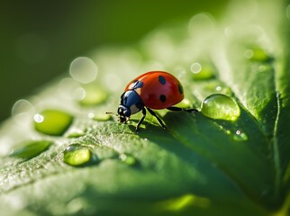 Obraz premium ladybug on leaf