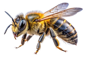 bee isolated on white. bee on white background. a stunning bumblebee is flying isolated on transparant
