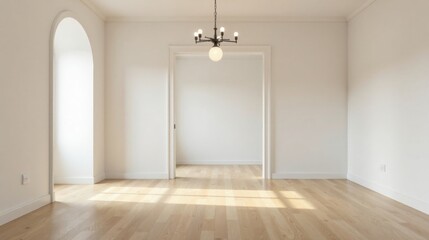 Fototapeta premium Empty Room with Natural Light and Archway Window, Ideal for Interior Design and Home Staging