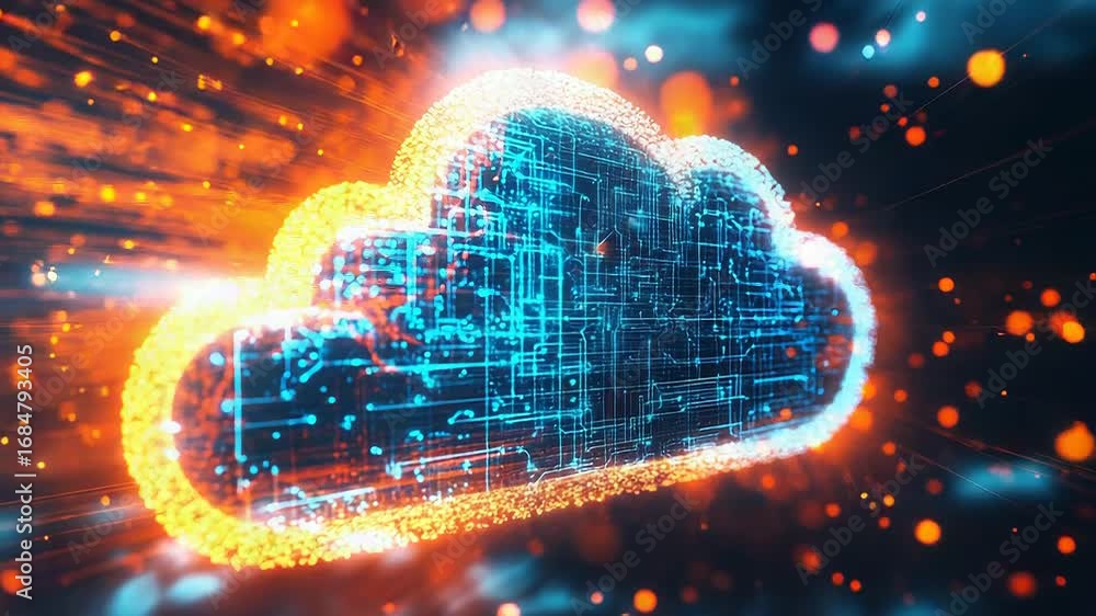 Poster cloud computing technology transferring data in cyberspace
