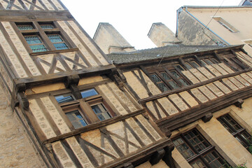 medieval half-timbered houses in bayeux in normandy in france