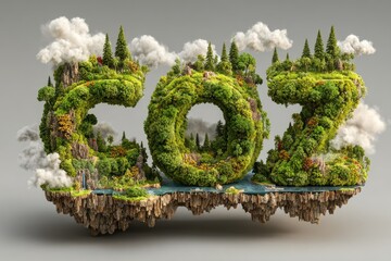 Creative representation of nature with lush greenery spelling out COZ