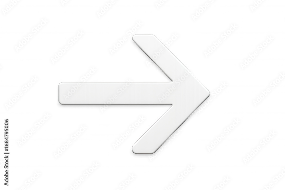 Poster simple white arrow pointing to the right side on a transparent background, ideal for indicating dire