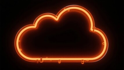 Glowing Neon Cloud Shape on Dark Background