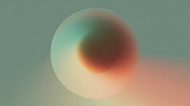 Soft abstract sphere with glowing gradient hues on a muted green background.