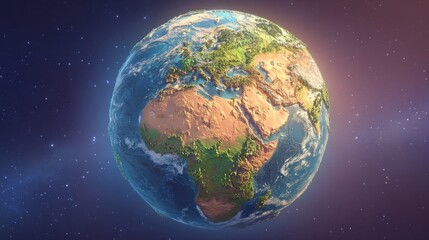 Fototapeta premium Beautiful view of the Earth from space showcasing continents and oceans with vibrant colors and textures