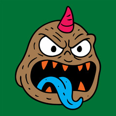 crazy monster cartoon character head illustration drawing