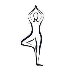 Fototapeta premium Minimalist Yoga Tree Pose Illustration Enhancing Balance and Serenity Through a Simple Silhouette Design for Wellness and Mindfulness Concepts
