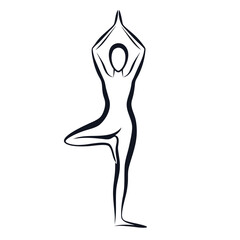 Fototapeta premium Graceful Yoga Silhouette Tree Pose Meditation for Inner Peace and Balance Embracing Mindfulness and Serenity in Fitness and Wellness