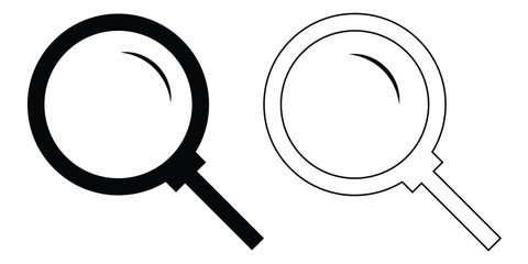 Dark magnifying glass set of 2 on isolated white background. Search object, Lens icon set. Graphical vector illustration of zoom icon. Modern vector shape lens. EPS 10. 