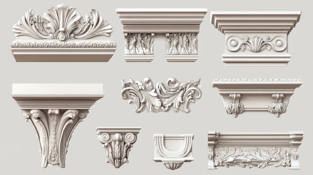Collection of Classic Architectural Moldings and Cornices