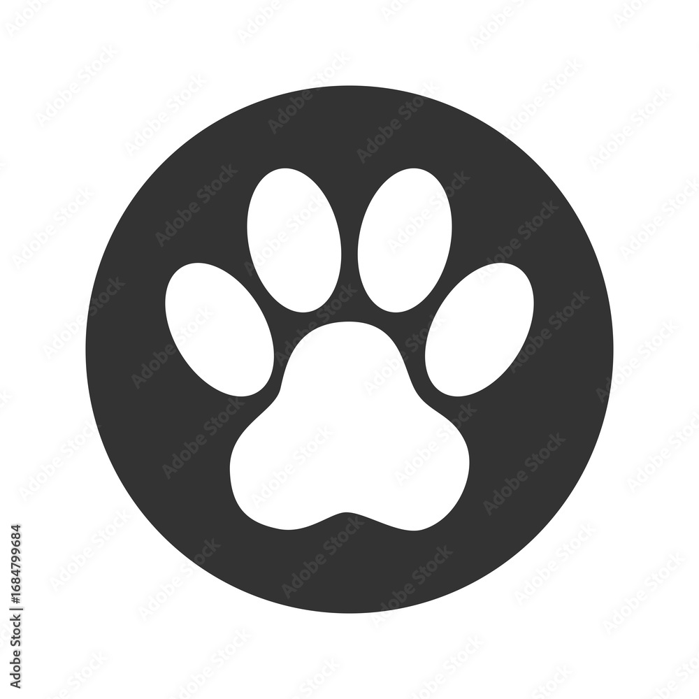 Poster paw print icon isolated on transparent background