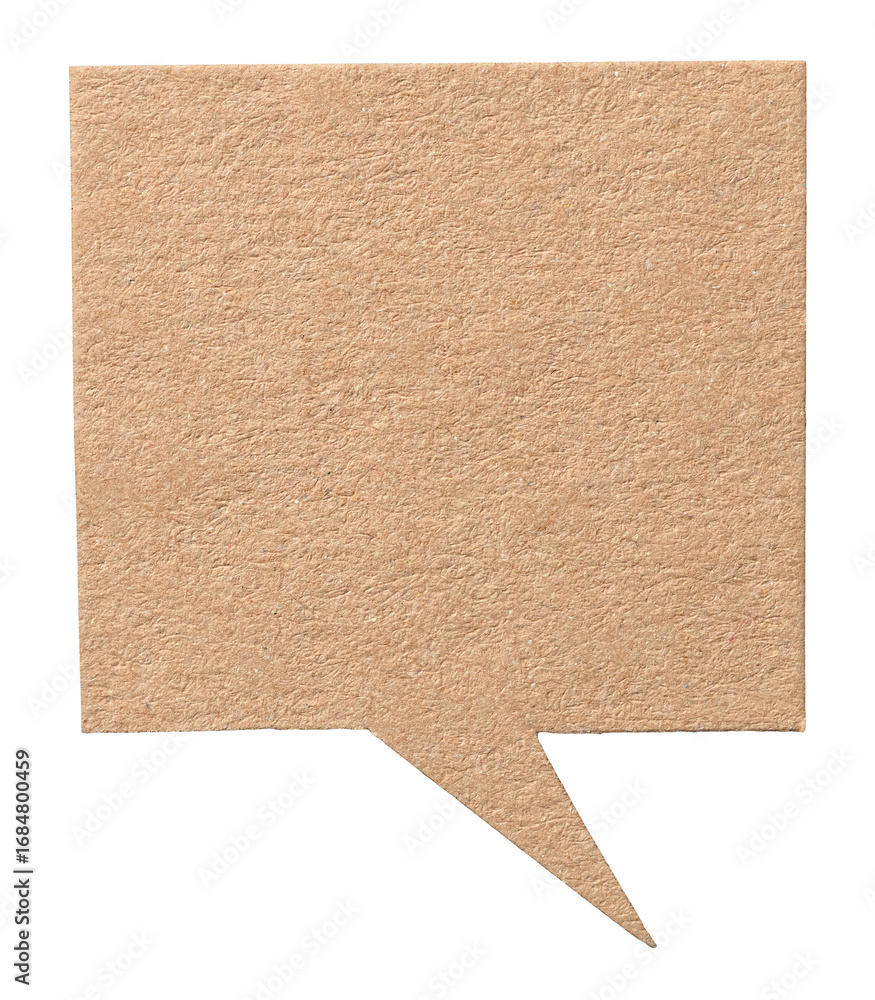 Aufkleber blank brown cut out cardboard paper speech bubble with copy space for text on transparent png backgr