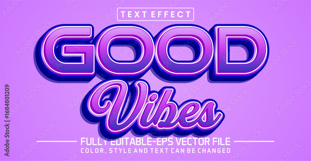 Aufkleber good vibes font text effect editable