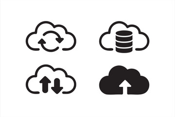 Cloud Computing and Data Storage Icons Vector Set