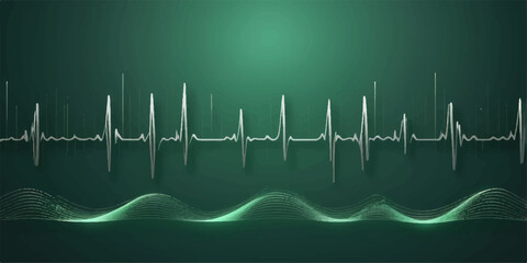 Obraz premium Green and blue cardiogram pulse on a healthcare monitor, illustrating a healthy heartbeat
