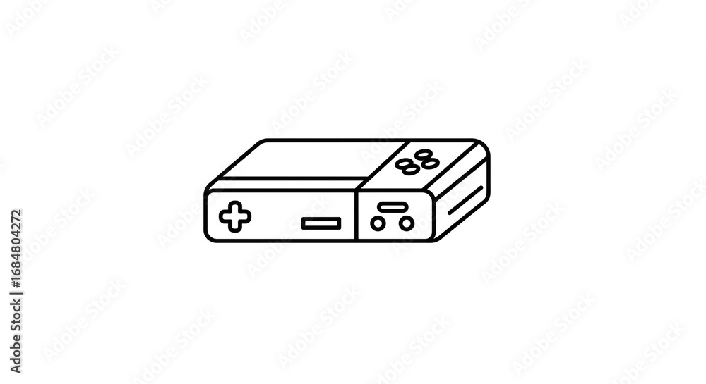 Fototapete a simple line drawing of a retro gaming console with a directional pad and button interface design s
