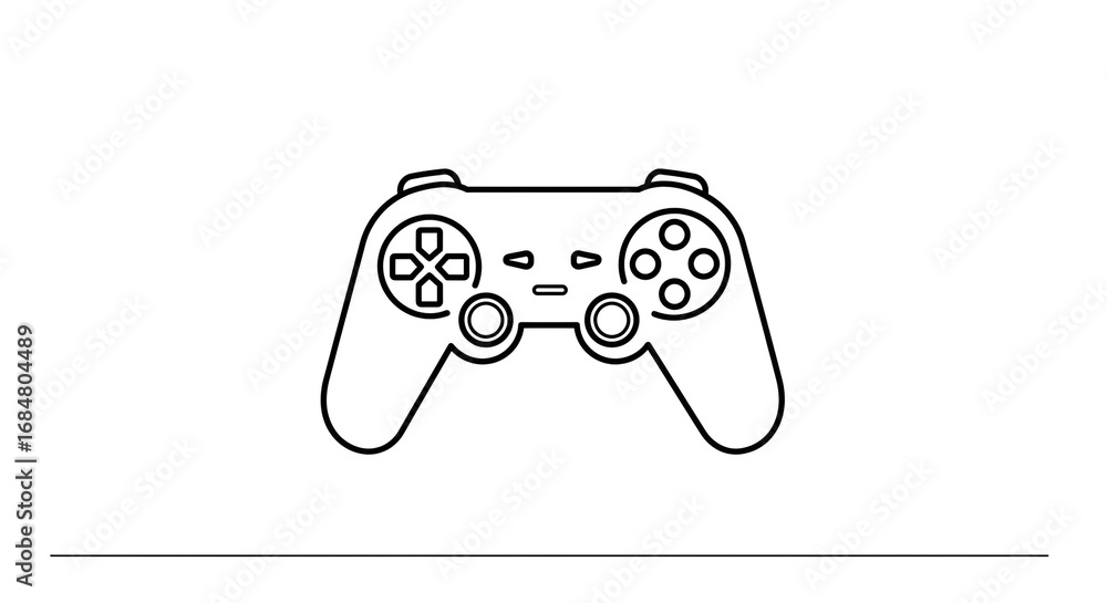 Aufkleber a simple black and white line drawing of a video game controller on a white background surface view