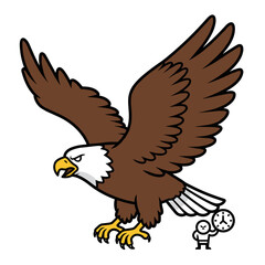 Cartoon bald eagle soaring in flight
