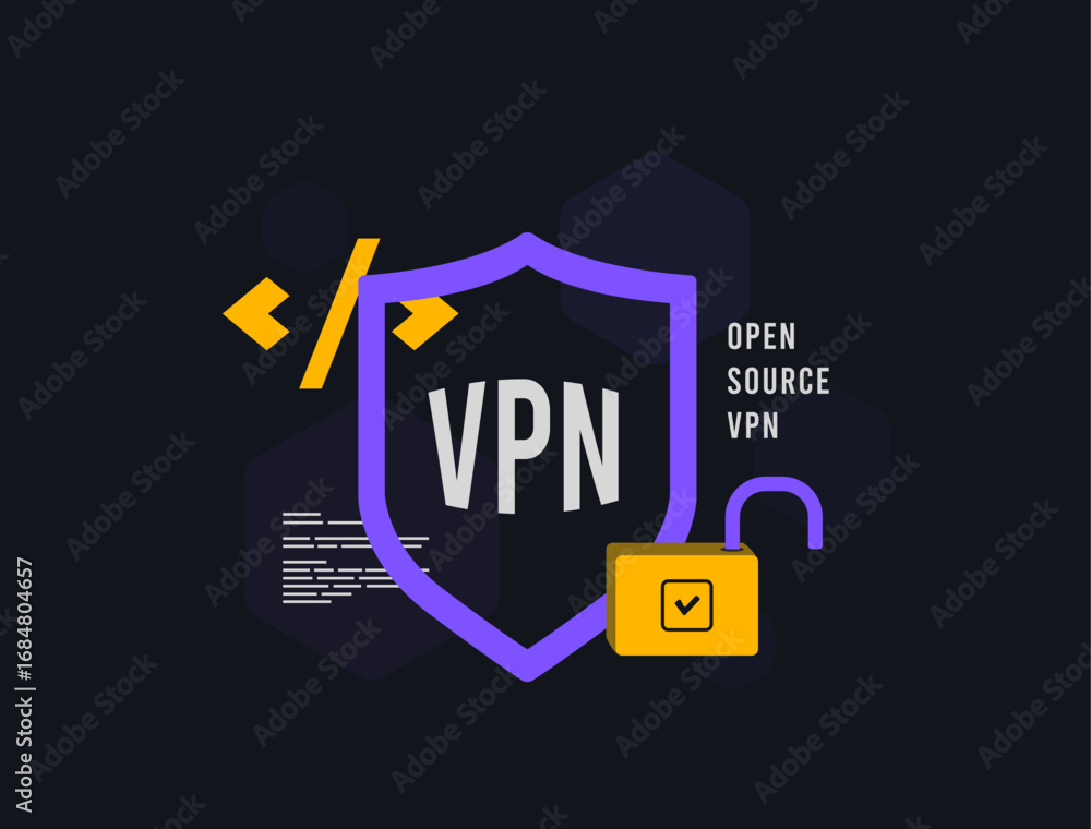 Aufkleber open source vpn for encrypted connection, online privacy, secure network access, data protection. vp
