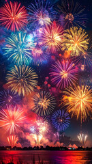 Naklejka premium 夜空一面の花火