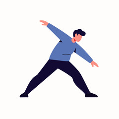 An energetic man performs a dynamic stretching exercise, promoting physical wellness, flexibility, and a healthy, active lifestyle through balanced movement.