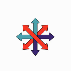 An abstract design featuring interwoven arrows vividly represents the adaptable nature of modern workspaces, promoting collaborative and efficient productivity.