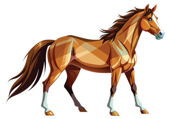 Obraz premium Majestic Brown Horse Illustration a Dynamic Representation of Equine Beauty and Grace in a Modern Artistic Style Perfect for Various Applications