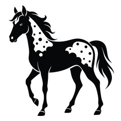 Stylized Appaloosa Horse Illustration A Bold Black and White Graphic Depiction of Equine Beauty and Breed Characteristics