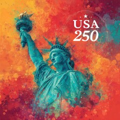 Celebrating usa 250 with the statue of liberty in vibrant colors and artistic expression