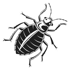 Detailed Vector Illustration of a Spiky Beetle Silhouette Entomology Artwork Featuring Bold Black and White Contrast and Intricate Leg Detailing