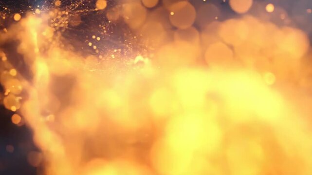 Plexus abstract technology background connecting lines and dots over dark orange blurred bokeh