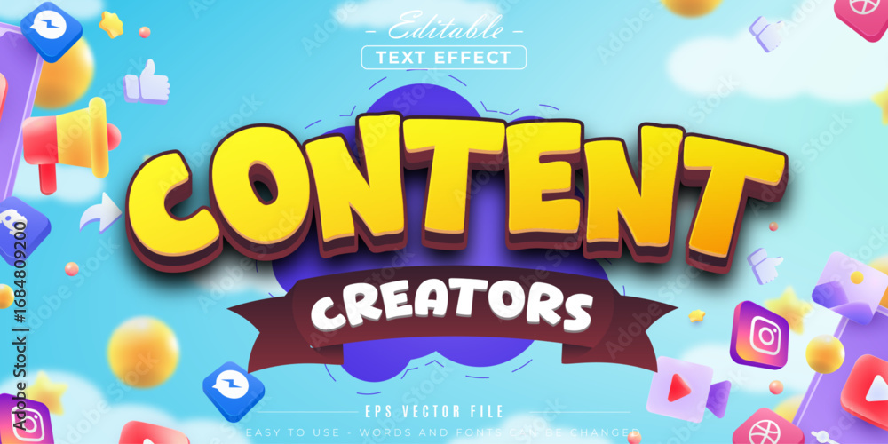 Poster content creators text style, editable text effect.
