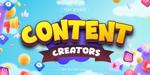 Content creators text style, editable text effect.