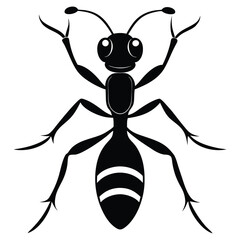 Stylized Ant Illustration A Simple and Eye Catching Design Featuring a Cartoonish Insect with Bold Black and White Contrast