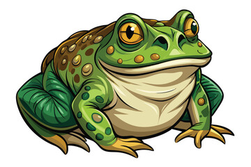 Charming Cartoon Frog with Detailed Textures and Vibrant Colors Sitting Calmly Against a White Backdrop