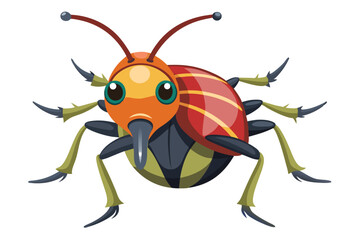 Stylized Insect Illustration A Vibrant Cartoon Bug with Unique Design Elements and Striking Color Combinations for Children