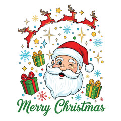 Aesthetic Merry Christmas Graphic Santa Claus